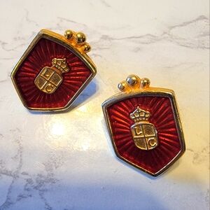 Vintage Liz Claiborne Red Enamel Earrings
